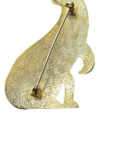 Lovely gold and silver finish sitting fancy cat brooch