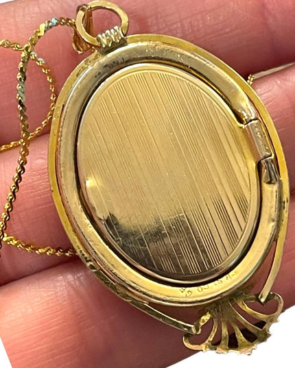Vintage 1960s Carnelian Shell Hand carved Locket Cameo with photos!! Gold filled