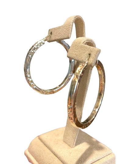 Lovely Sterling silver 925 textured hoop dangle earrings