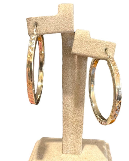 Lovely Sterling silver 925 textured hoop dangle earrings