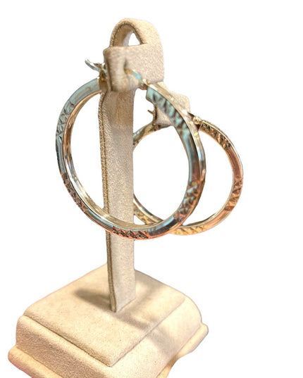 Lovely Sterling silver 925 textured hoop dangle earrings