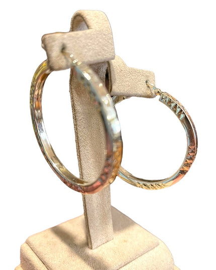 Lovely Sterling silver 925 textured hoop dangle earrings