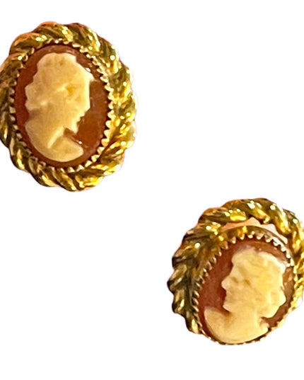 Vintage 1960s Gold filled GF Shell Cameo earrings