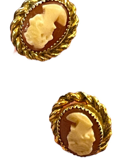 Vintage 1960s Gold filled GF Shell Cameo earrings