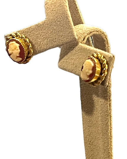 Vintage 1960s Gold filled GF Shell Cameo earrings