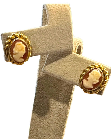 Vintage 1960s Gold filled GF Shell Cameo earrings