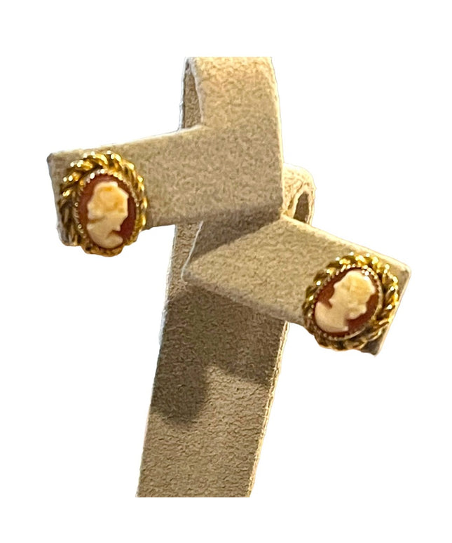 Vintage 1960s Gold filled GF Shell Cameo earrings