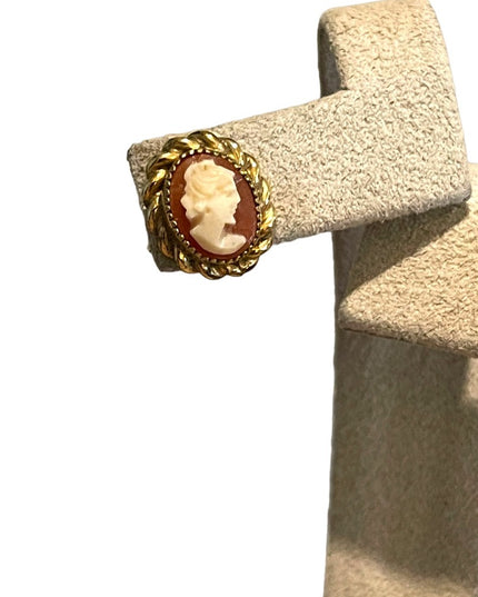 Vintage 1960s Gold filled GF Shell Cameo earrings