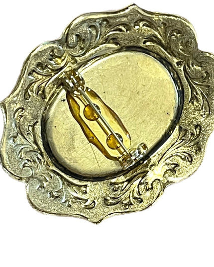 Vintage Ornate gold finish Resin CAMEO brooch