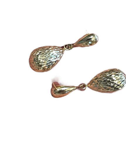 10k Gold Fancy textured dangle earrings