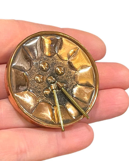 Vintage copper drum brooch pendant Handmade Artisan