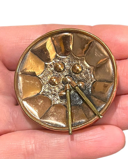 Vintage copper drum brooch pendant Handmade Artisan