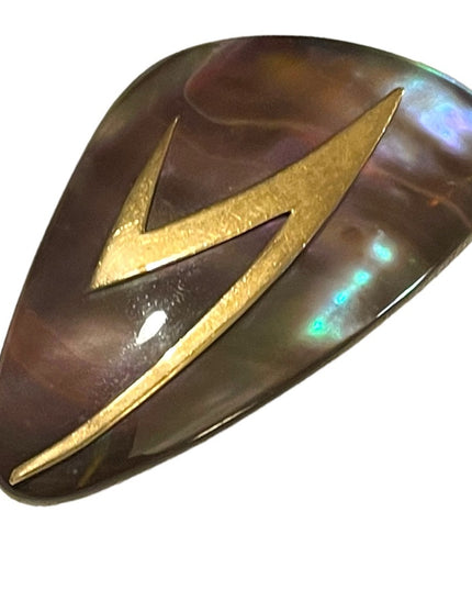 Vintage Rare Abalone Modernist “Ges- Gech” Brooch lightening bolt hand crafted