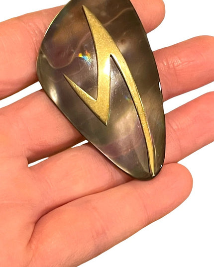 Vintage Rare Abalone Modernist “Ges- Gech” Brooch lightening bolt hand crafted