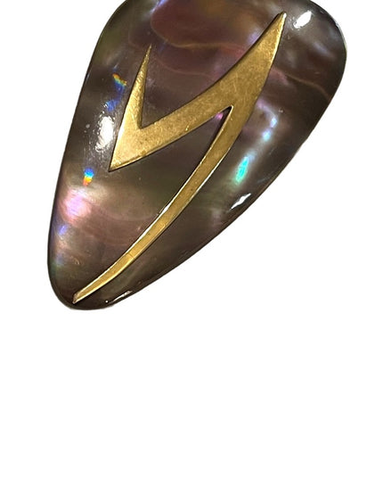 Vintage Rare Abalone Modernist “Ges- Gech” Brooch lightening bolt hand crafted