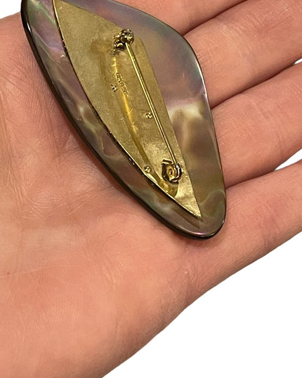 Vintage Rare Abalone Modernist “Ges- Gech” Brooch lightening bolt hand crafted
