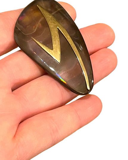 Vintage Rare Abalone Modernist “Ges- Gech” Brooch lightening bolt hand crafted
