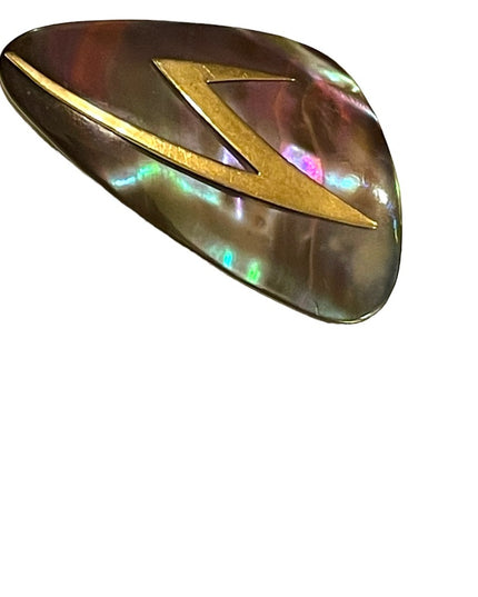 Vintage Rare Abalone Modernist “Ges- Gech” Brooch lightening bolt hand crafted