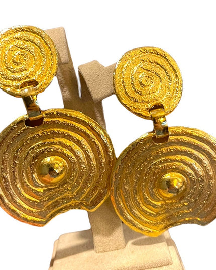 Vintage 1980s Beverly Hamburg gold brutalist modernist Statement earrings
