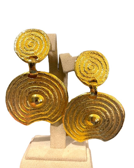 Vintage 1980s Beverly Hamburg gold brutalist modernist Statement earrings