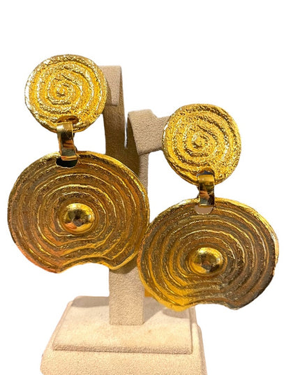 Vintage 1980s Beverly Hamburg gold brutalist modernist Statement earrings
