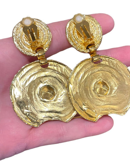 Vintage 1980s Beverly Hamburg gold brutalist modernist Statement earrings