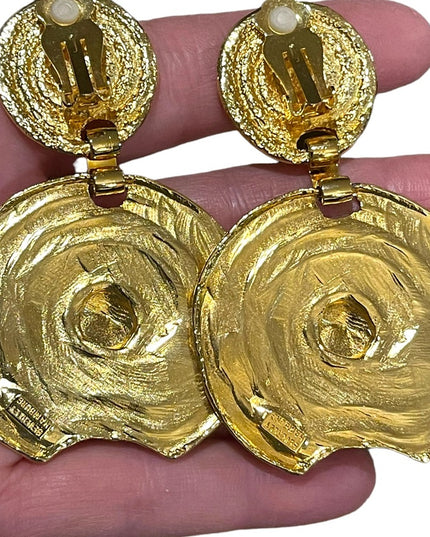 Vintage 1980s Beverly Hamburg gold brutalist modernist Statement earrings