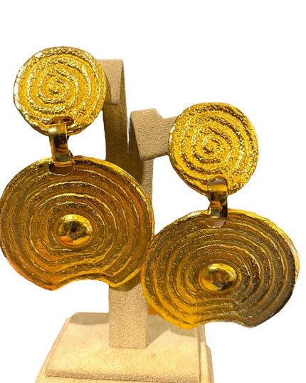 Vintage 1980s Beverly Hamburg gold brutalist modernist Statement earrings