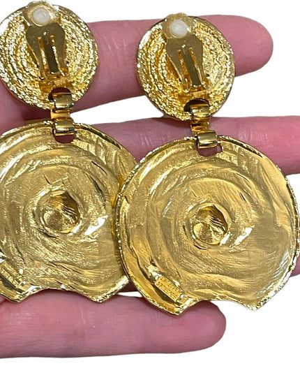 Vintage 1980s Beverly Hamburg gold brutalist modernist Statement earrings