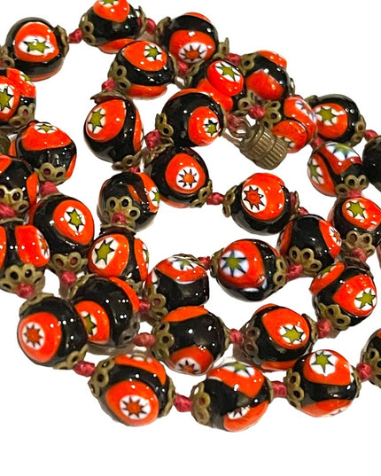 Vintage Italian Italy Handmade Millefiore glass bead necklace