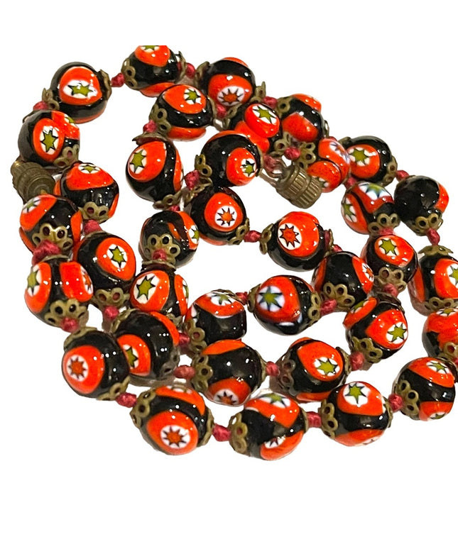 Vintage Italian Italy Handmade Millefiore glass bead necklace