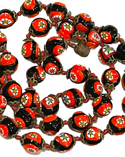 Vintage Italian Italy Handmade Millefiore glass bead necklace