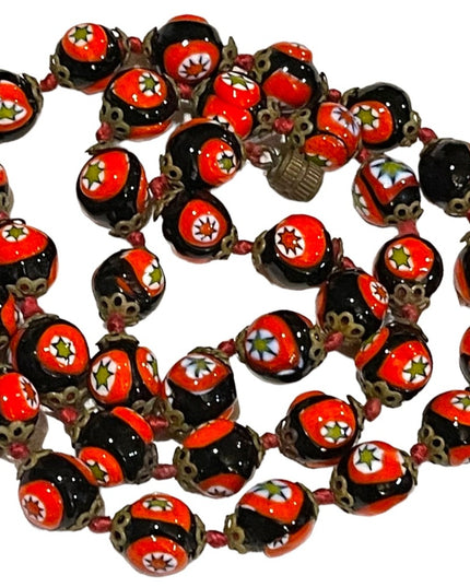 Vintage Italian Italy Handmade Millefiore glass bead necklace