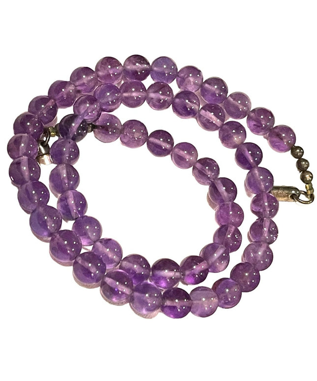 Vintage Purple Amethyst stone bead Ity Italian sterling silver necklace