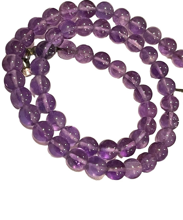 Vintage Purple Amethyst stone bead Ity Italian sterling silver necklace