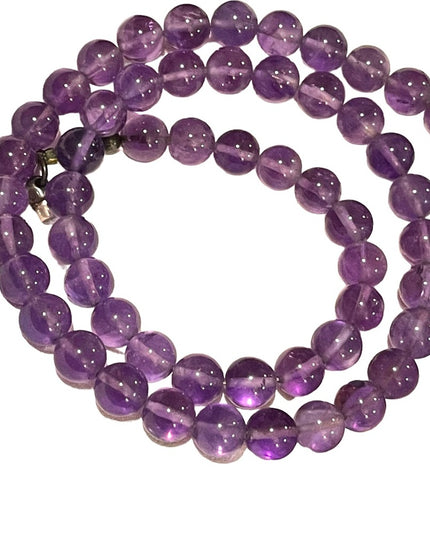 Vintage Purple Amethyst stone bead Ity Italian sterling silver necklace