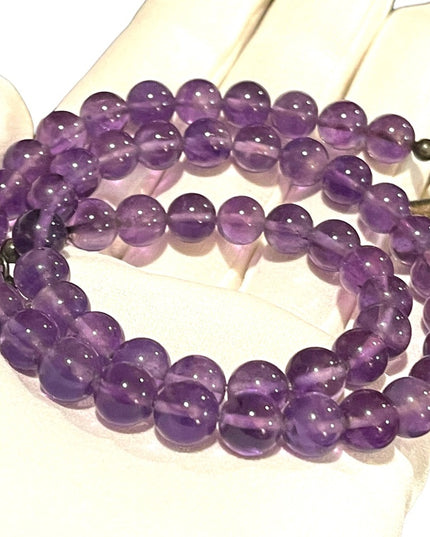 Vintage Purple Amethyst stone bead Ity Italian sterling silver necklace