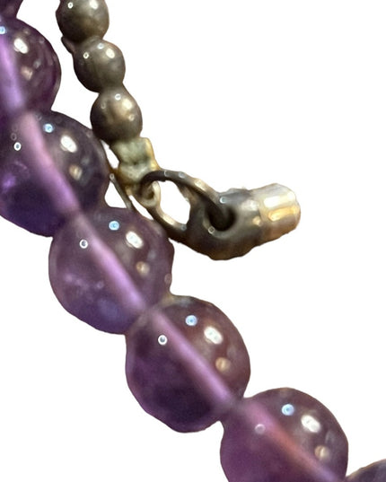 Vintage Purple Amethyst stone bead Ity Italian sterling silver necklace