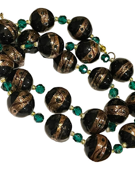 Vintage Italian Italy Murano Lampwork wedding cake handmade glass bead necklace