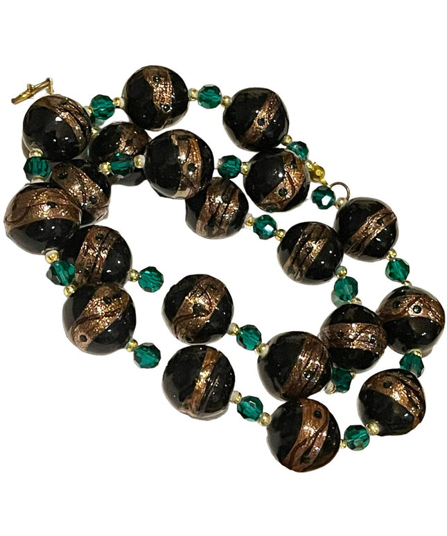 Vintage Italian Italy Murano Lampwork wedding cake handmade glass bead necklace