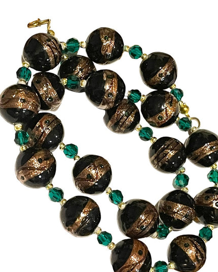 Vintage Italian Italy Murano Lampwork wedding cake handmade glass bead necklace