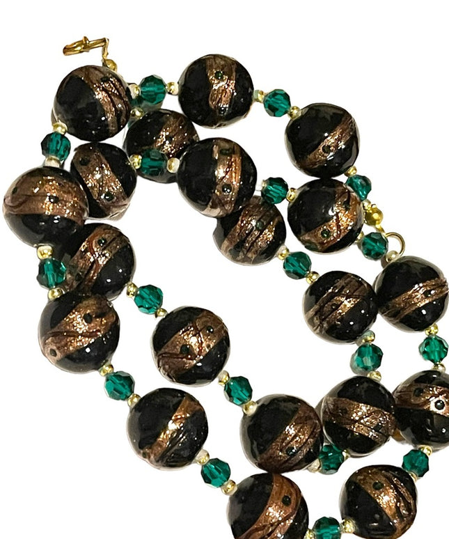 Vintage Italian Italy Murano Lampwork wedding cake handmade glass bead necklace