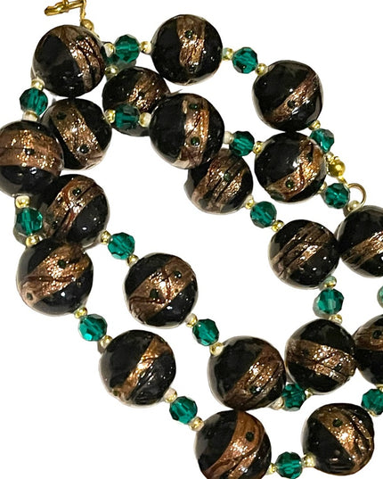 Vintage Italian Italy Murano Lampwork wedding cake handmade glass bead necklace