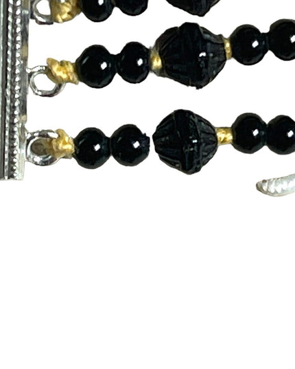 Vintage 1950s 3 stand Hand strung black and honey Amber CZECH Glass Necklace