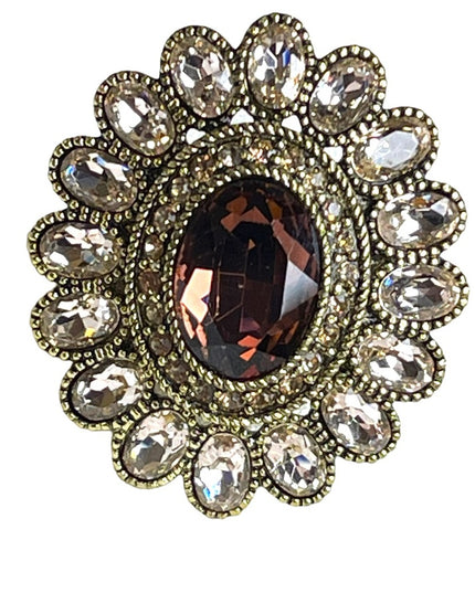 Retired Heidi Daus Lovely Purple & pink crystal large ottoman style ring