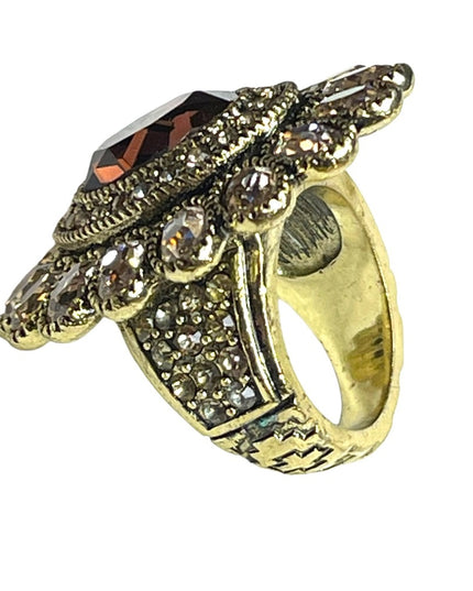 Retired Heidi Daus Lovely Purple & pink crystal large ottoman style ring