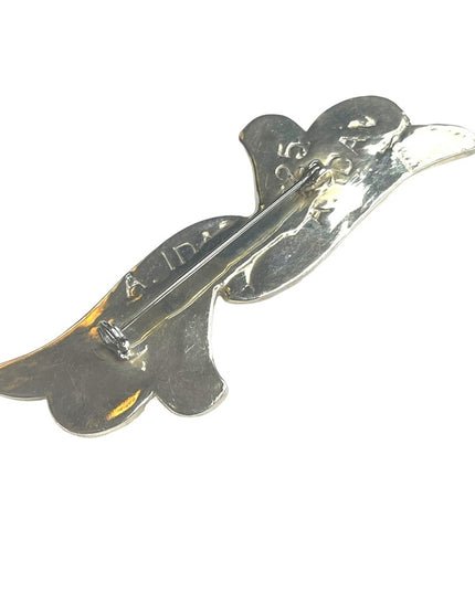 Vintage AJ DAN Sterling silver 925 Handmade Modernist Wave Brooch signed