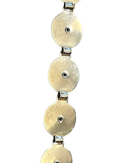 Vintage 1960s Silver finish Blue paste glass chunky statement crystal bracelet