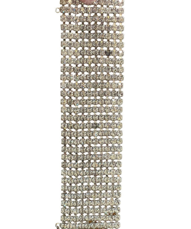 Vintage silver finish Chunky CRYSTAL Statement bracelet 1960s