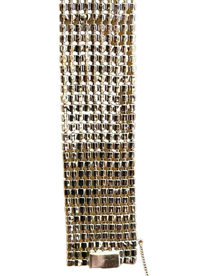 Vintage silver finish Chunky CRYSTAL Statement bracelet 1960s
